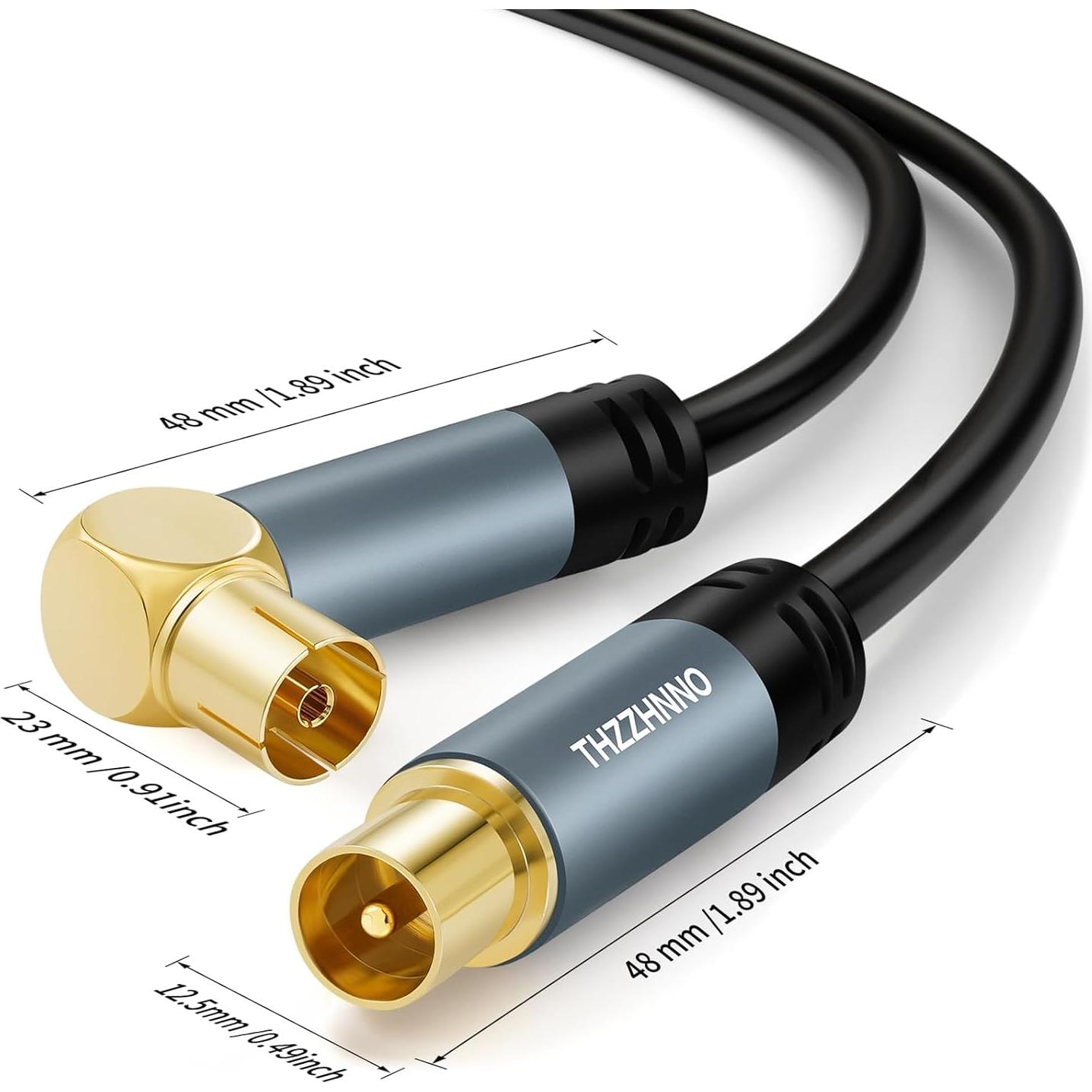 Cable coaxial 7.62 m RG6 Zhongben con conector 90° a recto