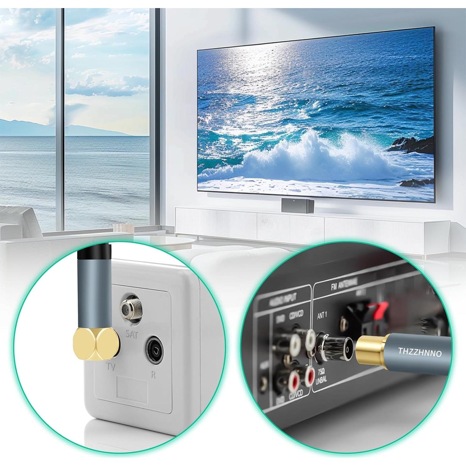 Cable coaxial 7.62 m RG6 Zhongben con conector 90° a recto