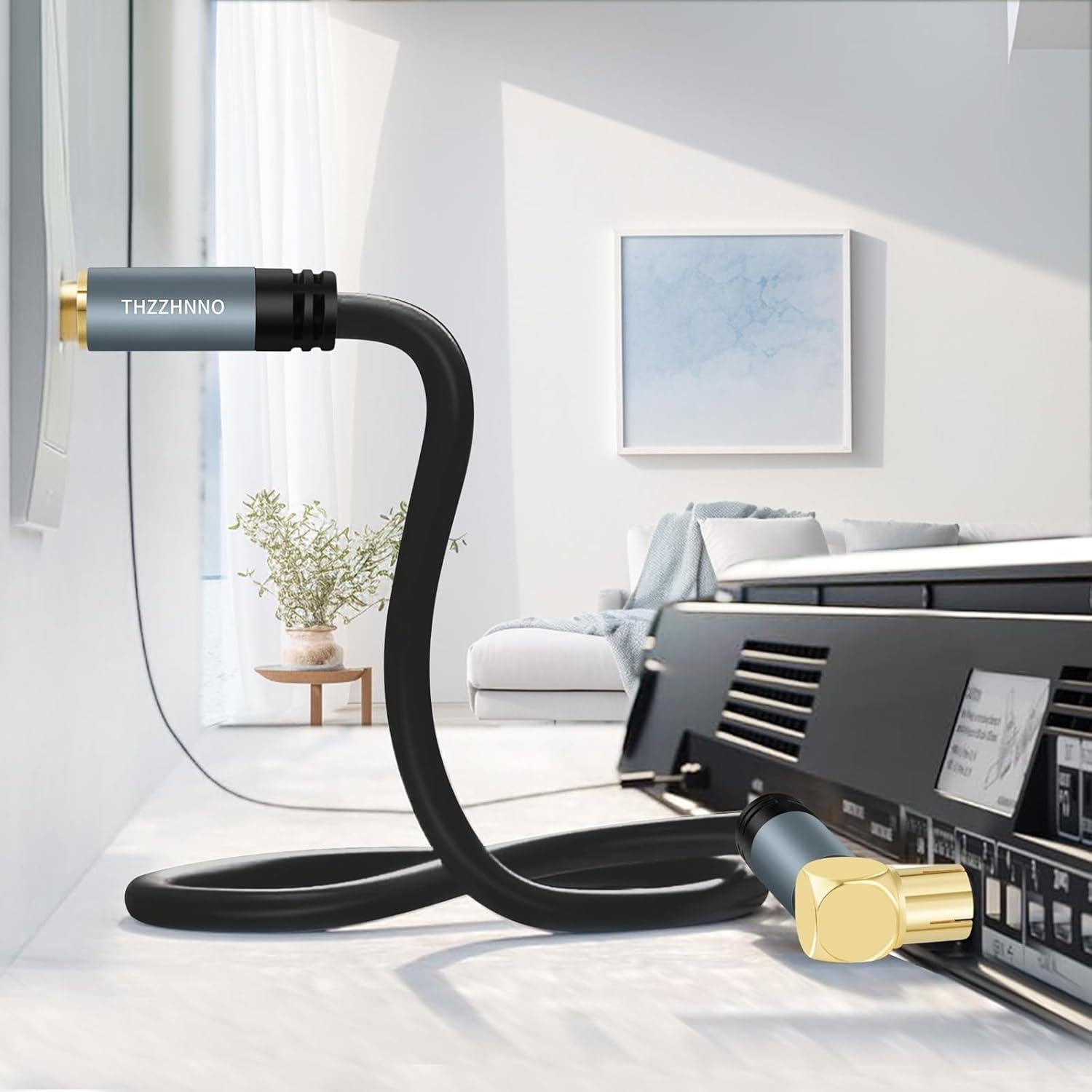 Cable coaxial 7.62 m RG6 Zhongben con conector 90° a recto