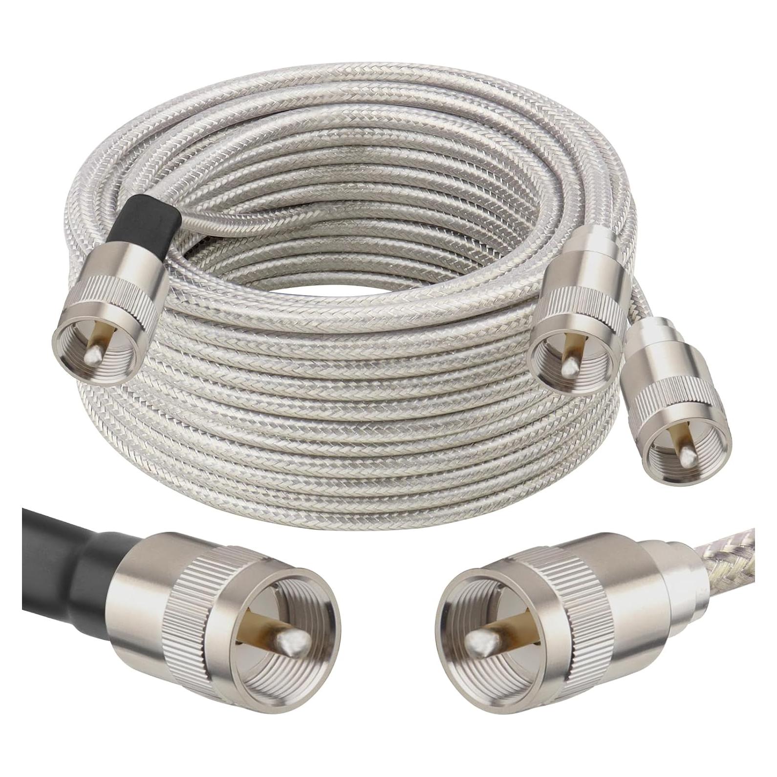 Cable Coaxial Doble CB 5.49m RG8X con 3 Conectores PL-259