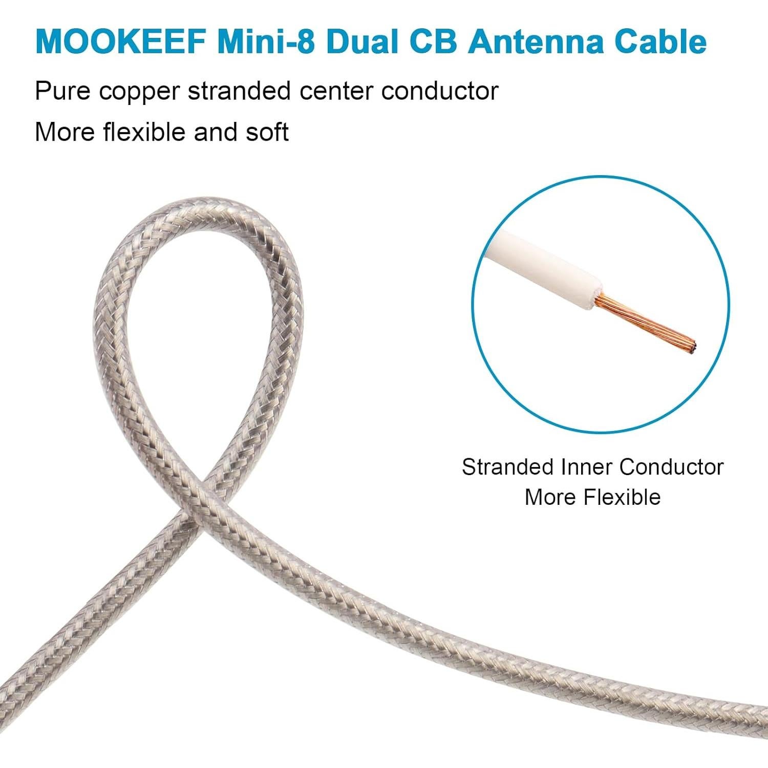 Cable Coaxial Doble CB 5.49m RG8X con 3 Conectores PL-259
