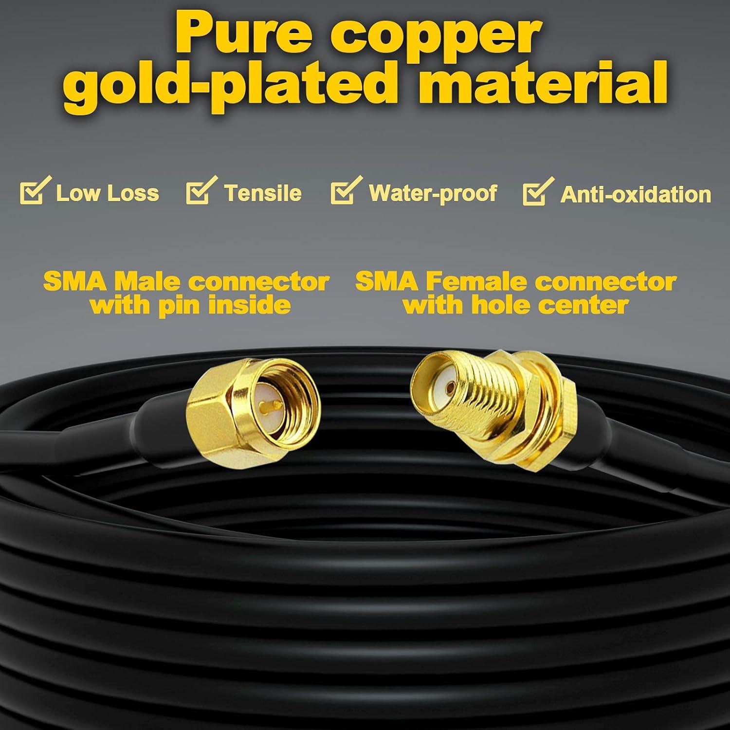 Cable de Extensión Coaxial SMA 10m YovKiss RG58 50 Ohm