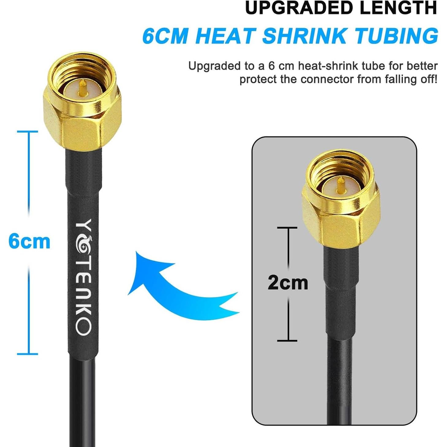 Cable de Extensión Coaxial SMA 10m YovKiss RG58 50 Ohm