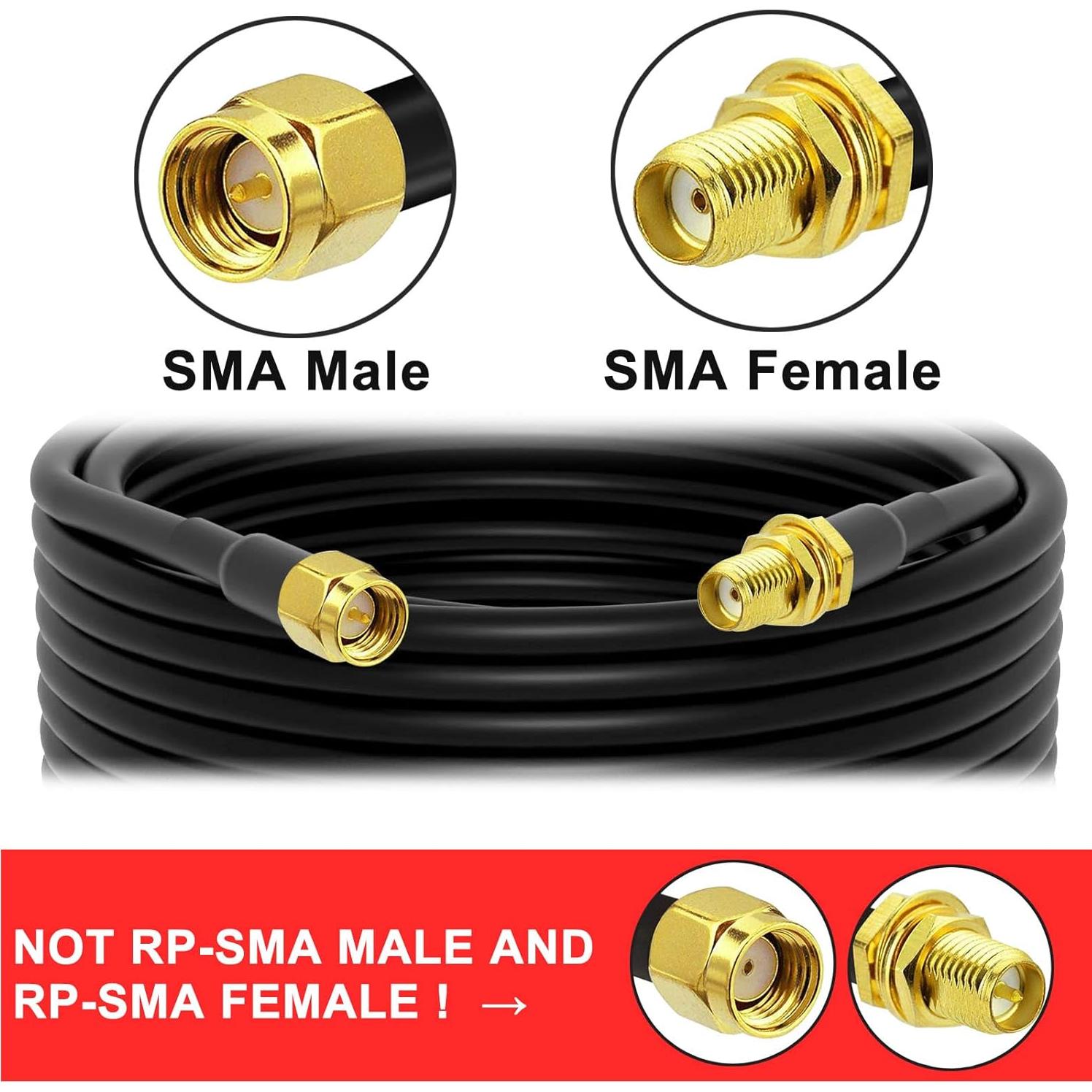 Cable de Extensión Coaxial SMA 10m YovKiss RG58 50 Ohm