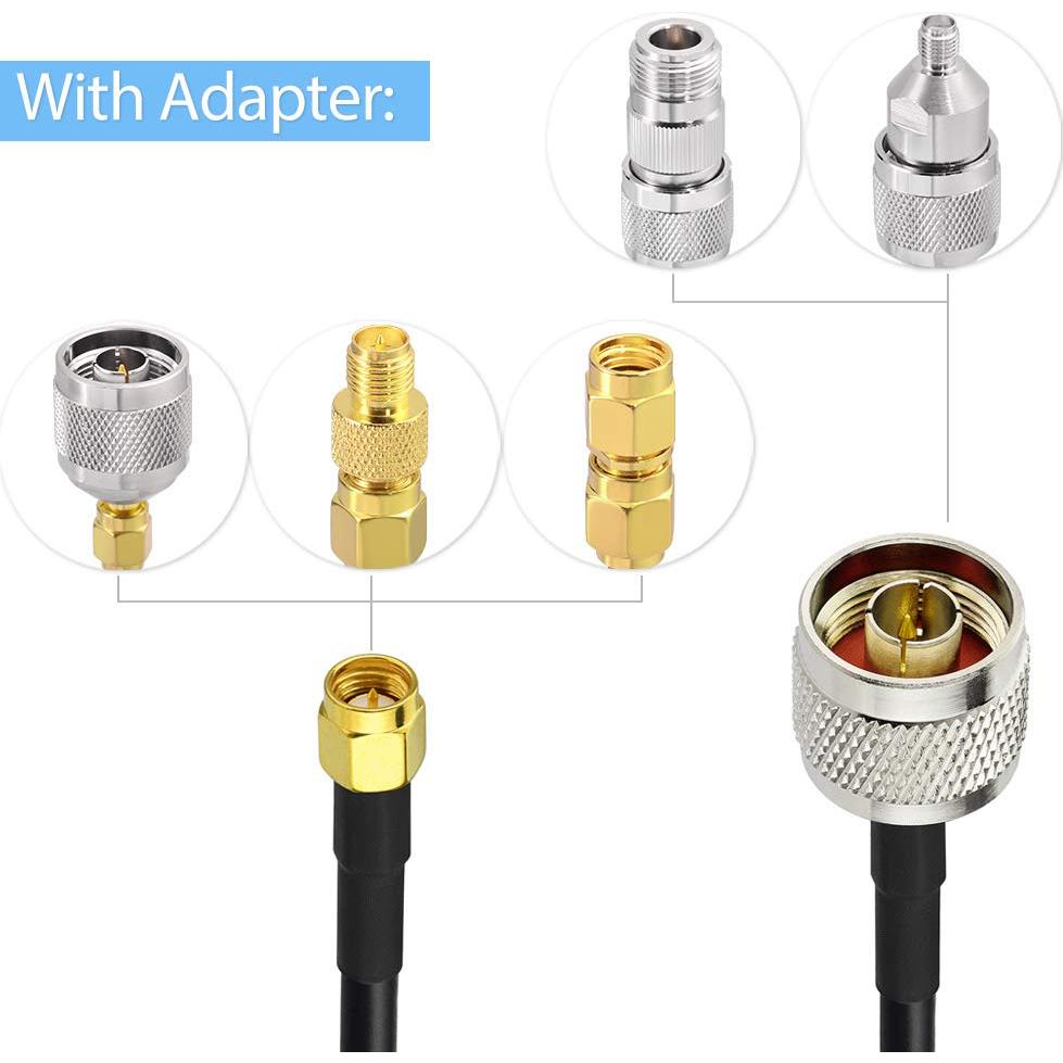 Cable Coaxial SMA Macho a N Macho 50cm + Kit Adaptadores