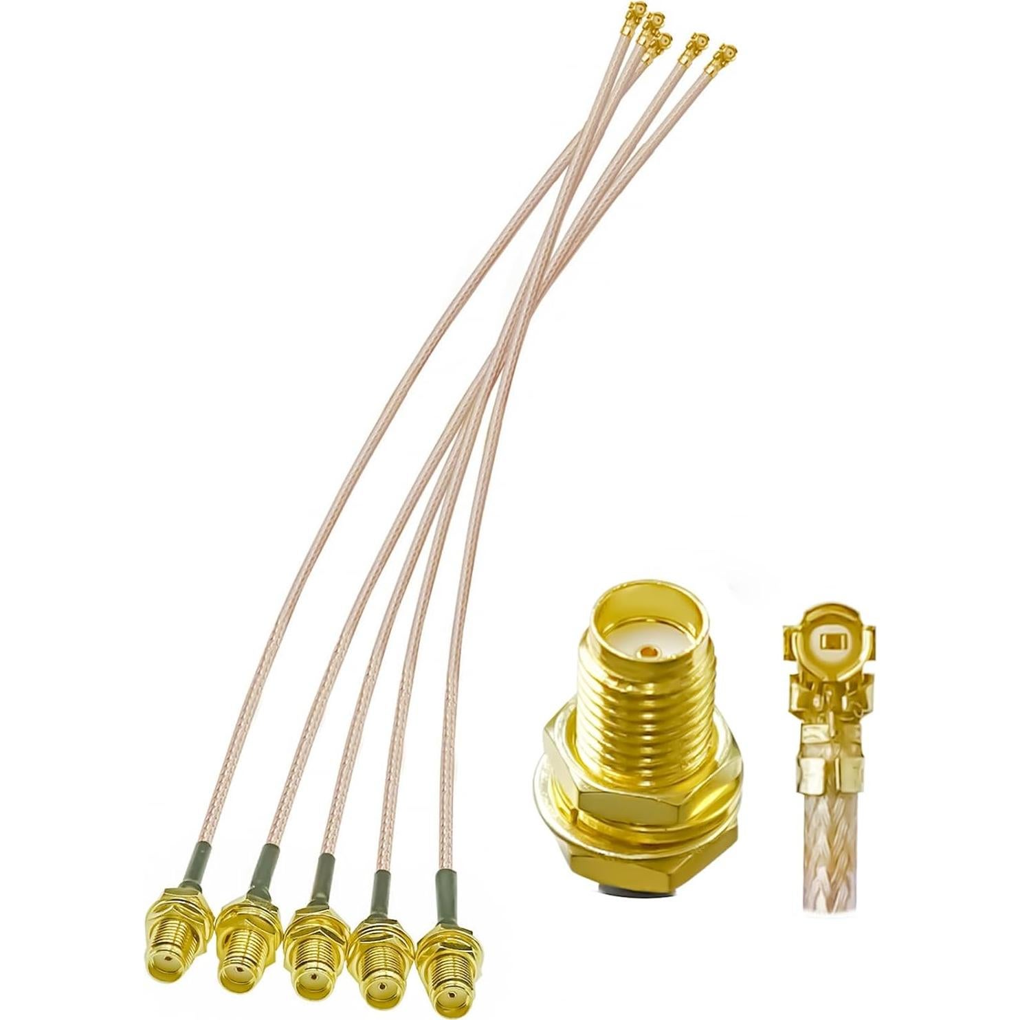 5 Cables Coaxiales RG178 SMA Hembra a UFL 10cm Ahoaepy