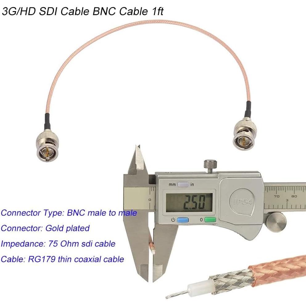 Cable SDI Superbat RG179 30cm BNC Macho 75 Ohm HD 1080p