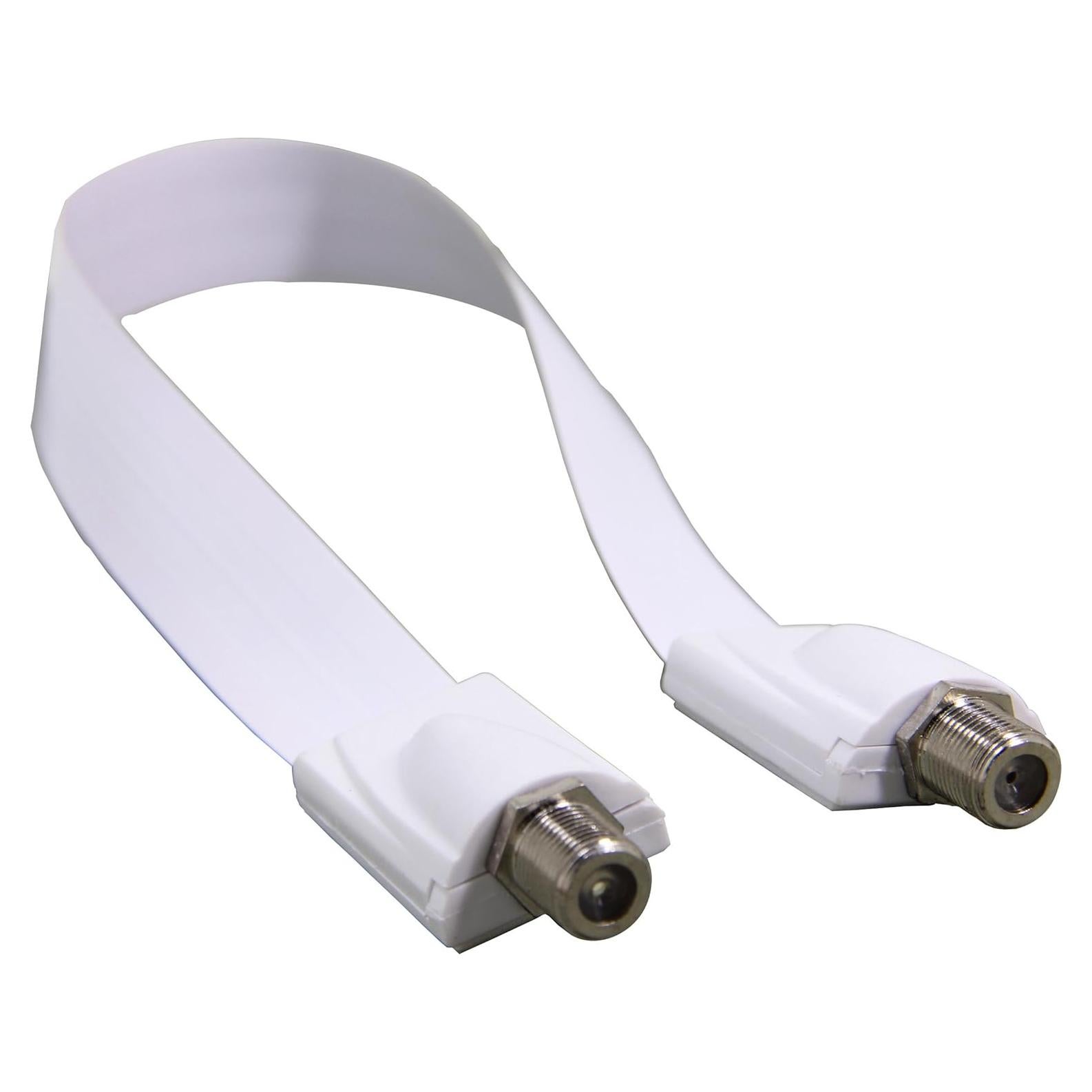 Cable Coaxial Plano Ancable 32cm Femenino a Femenino Blanco