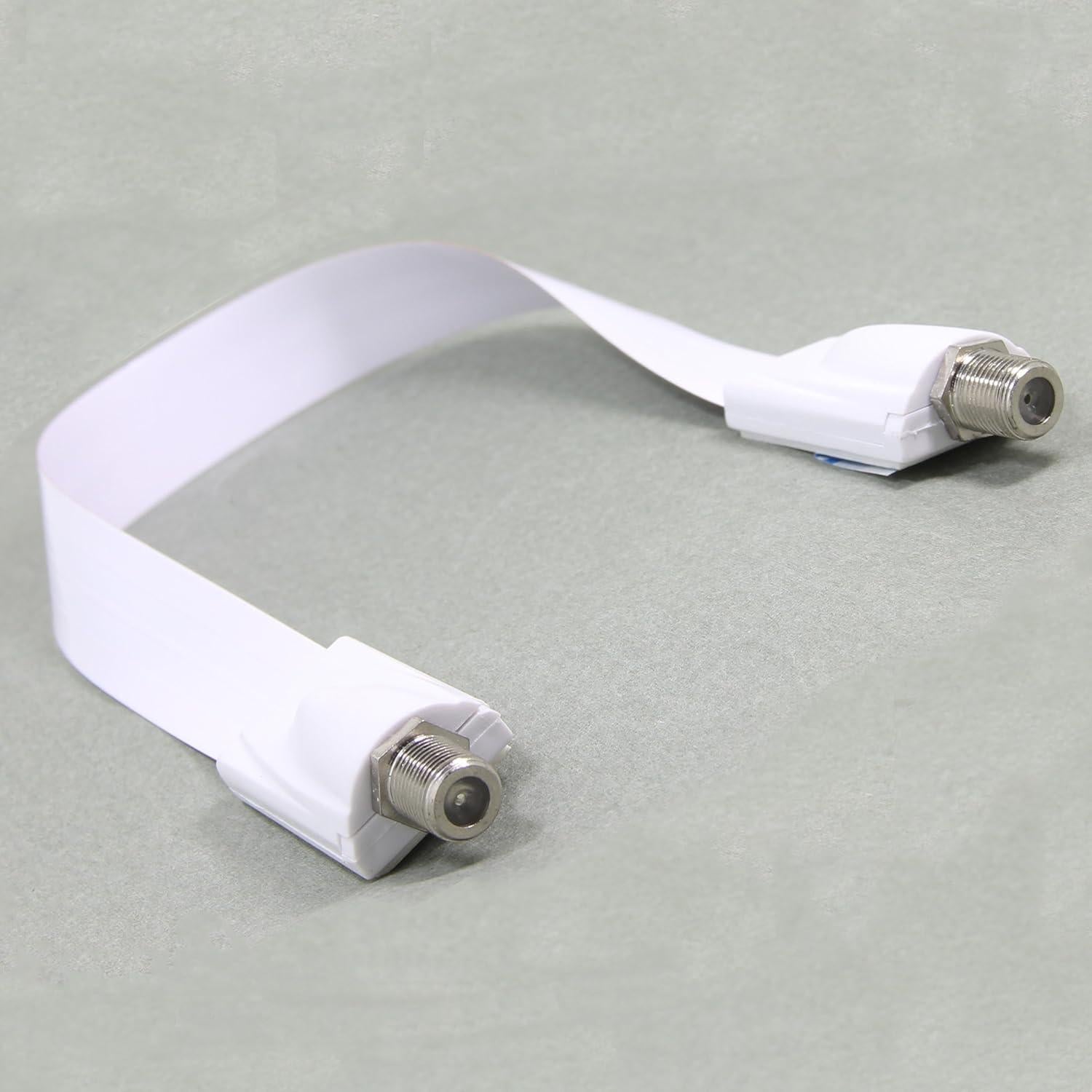 Cable Coaxial Plano Ancable 32cm Femenino a Femenino Blanco