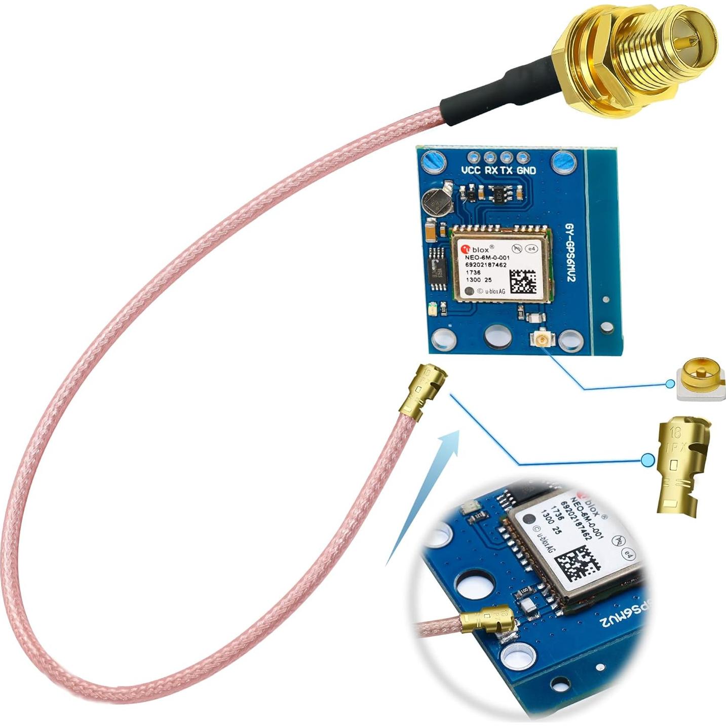 Cable Coaxial RP-SMA a U.FL Tuolnk 20cm 5 Piezas