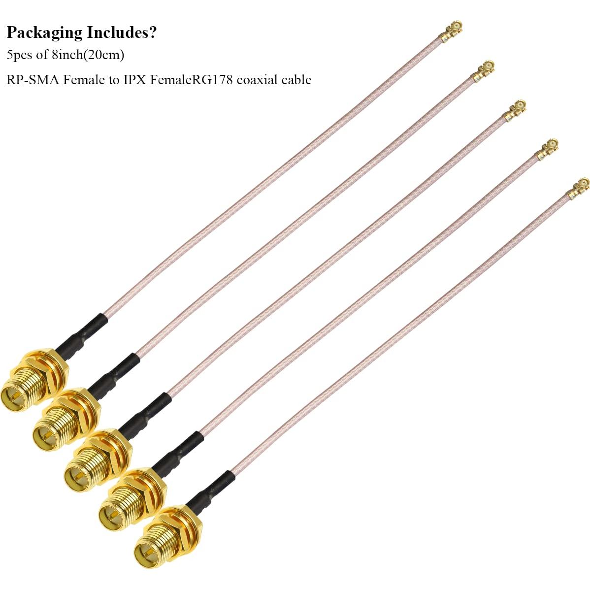 Cable Coaxial RP-SMA a U.FL Tuolnk 20cm 5 Piezas