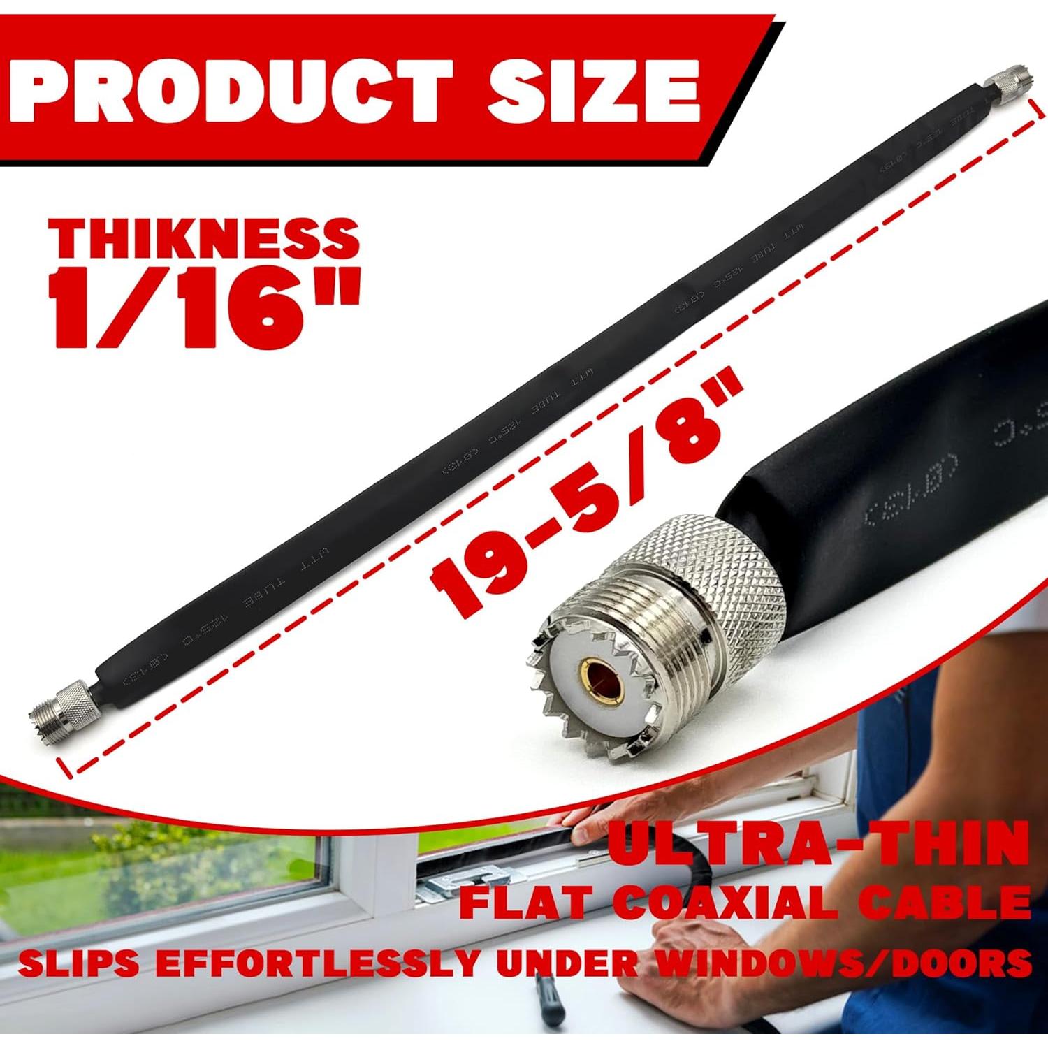 Paquete de 2 Cables Coaxiales Planos 50 Ohm OKQX 50 cm