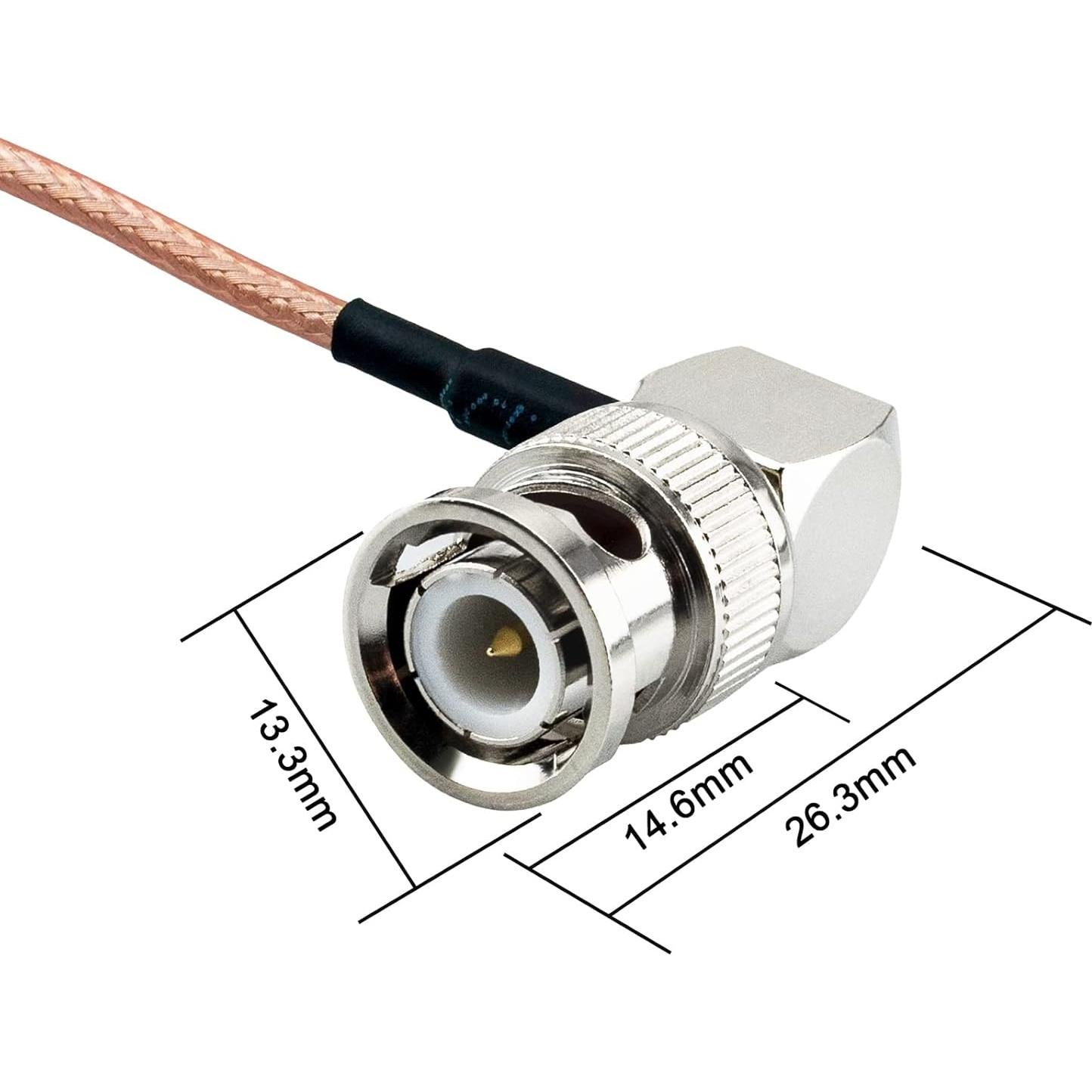 Cable adaptador BNC macho ángulo recto 15cm RG316 - 2 paquetes