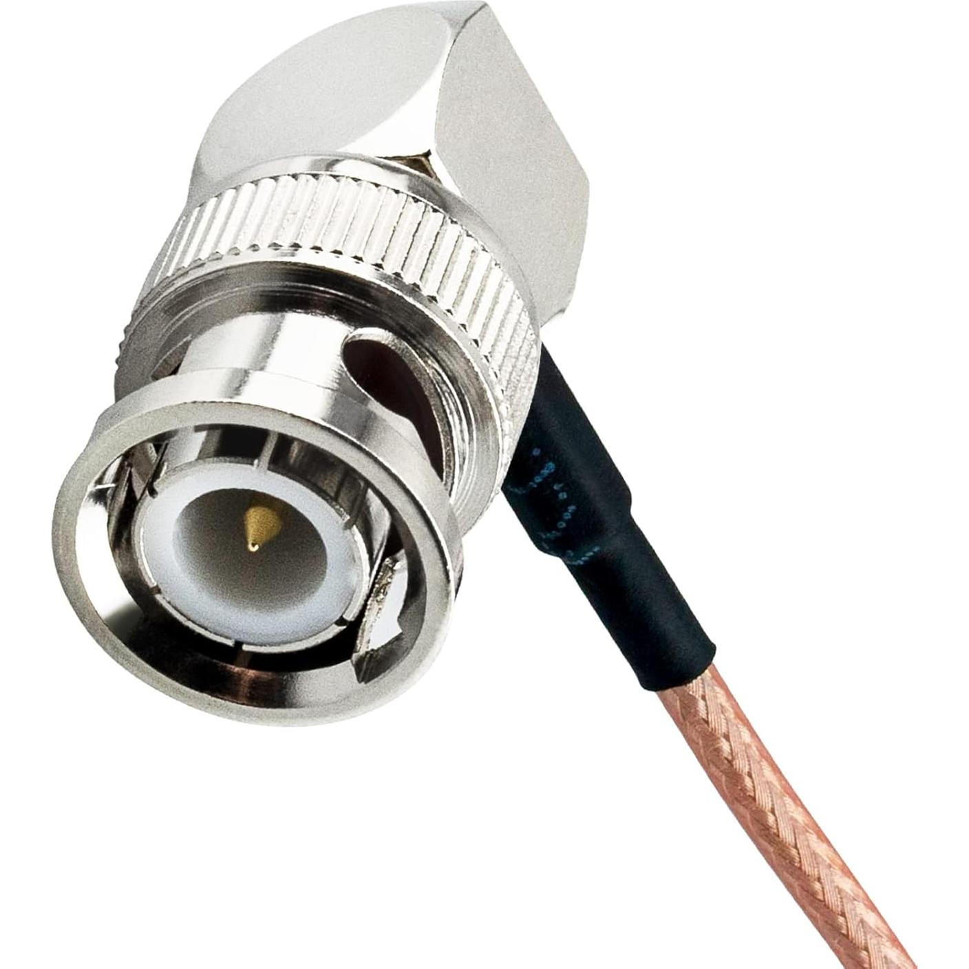 Cable adaptador BNC macho ángulo recto 15cm RG316 - 2 paquetes