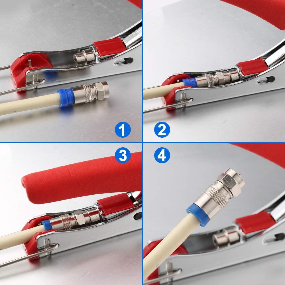 Kit Crimpadora Coaxial HIIJA con 20 Conectores F RG6