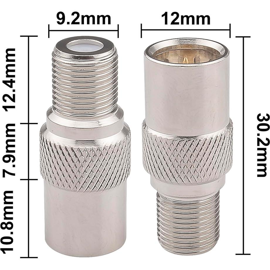 Conector Coaxial Rápido Push On Macho a Hembra Tipo F - 2 Unidades