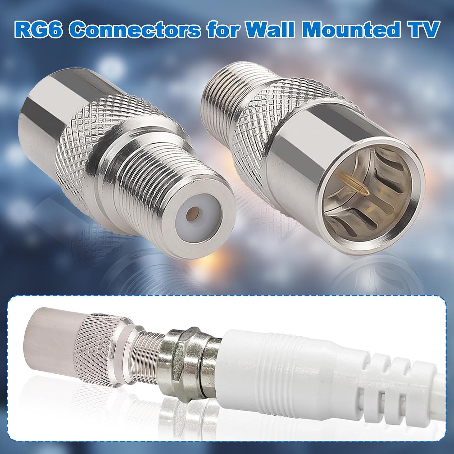 Conector Coaxial Rápido Push On Macho a Hembra Tipo F - 2 Unidades