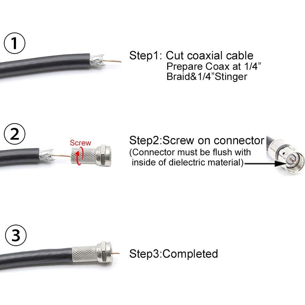 Conector Coaxial VCE 6 Pcs Niquelado 3GHz para TV