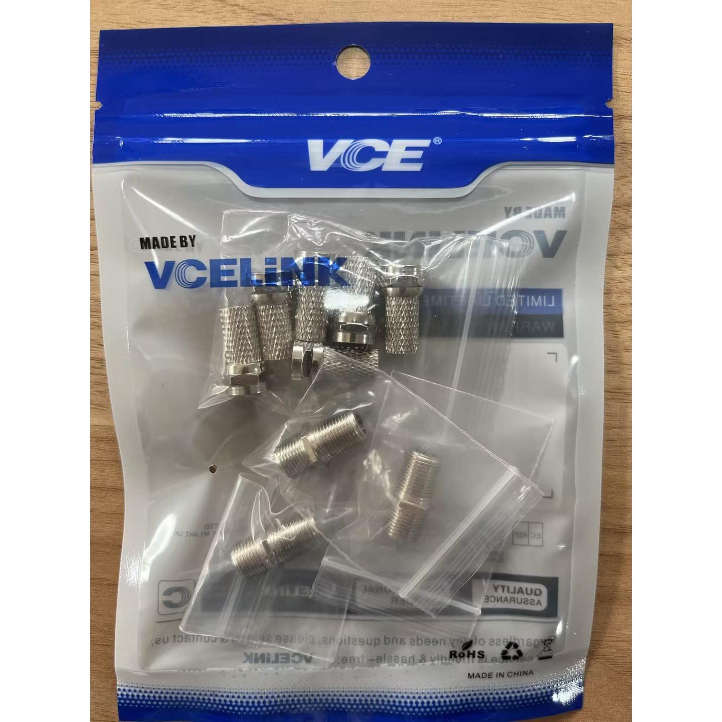 Conector Coaxial VCE 6 Pcs Niquelado 3GHz para TV