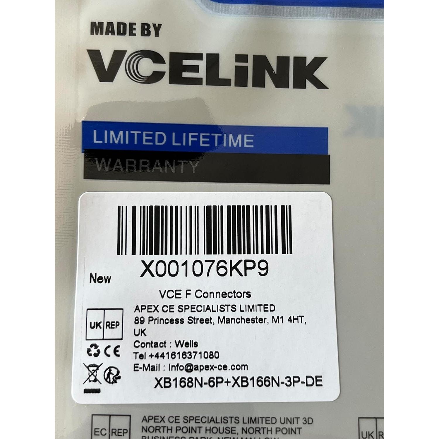 Conector Coaxial VCE 6 Pcs Niquelado 3GHz para TV
