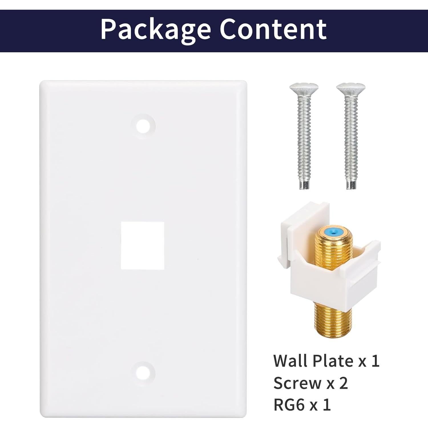 Placa de Pared Coaxial F-Type Dorado XGGYA - Paquete de 2