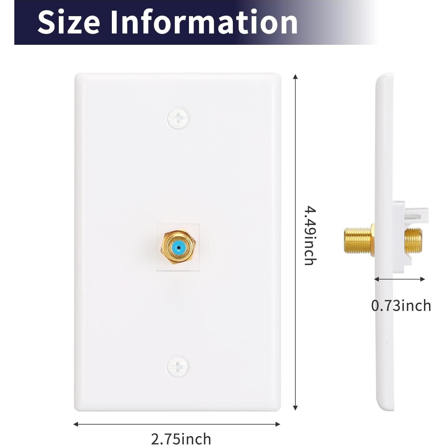 Placa de Pared Coaxial F-Type Dorado XGGYA - Paquete de 2