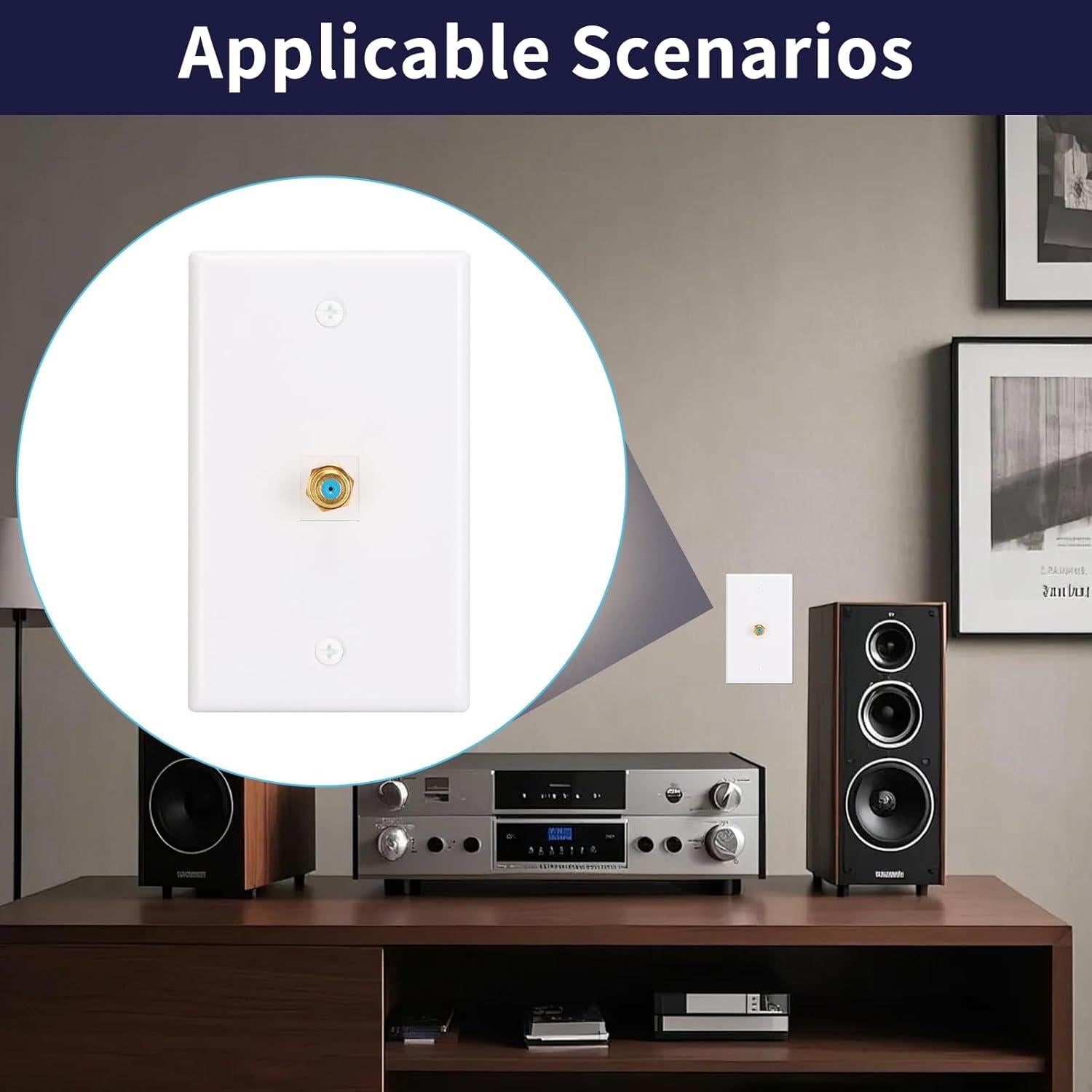 Placa de Pared Coaxial F-Type Dorado XGGYA - Paquete de 2