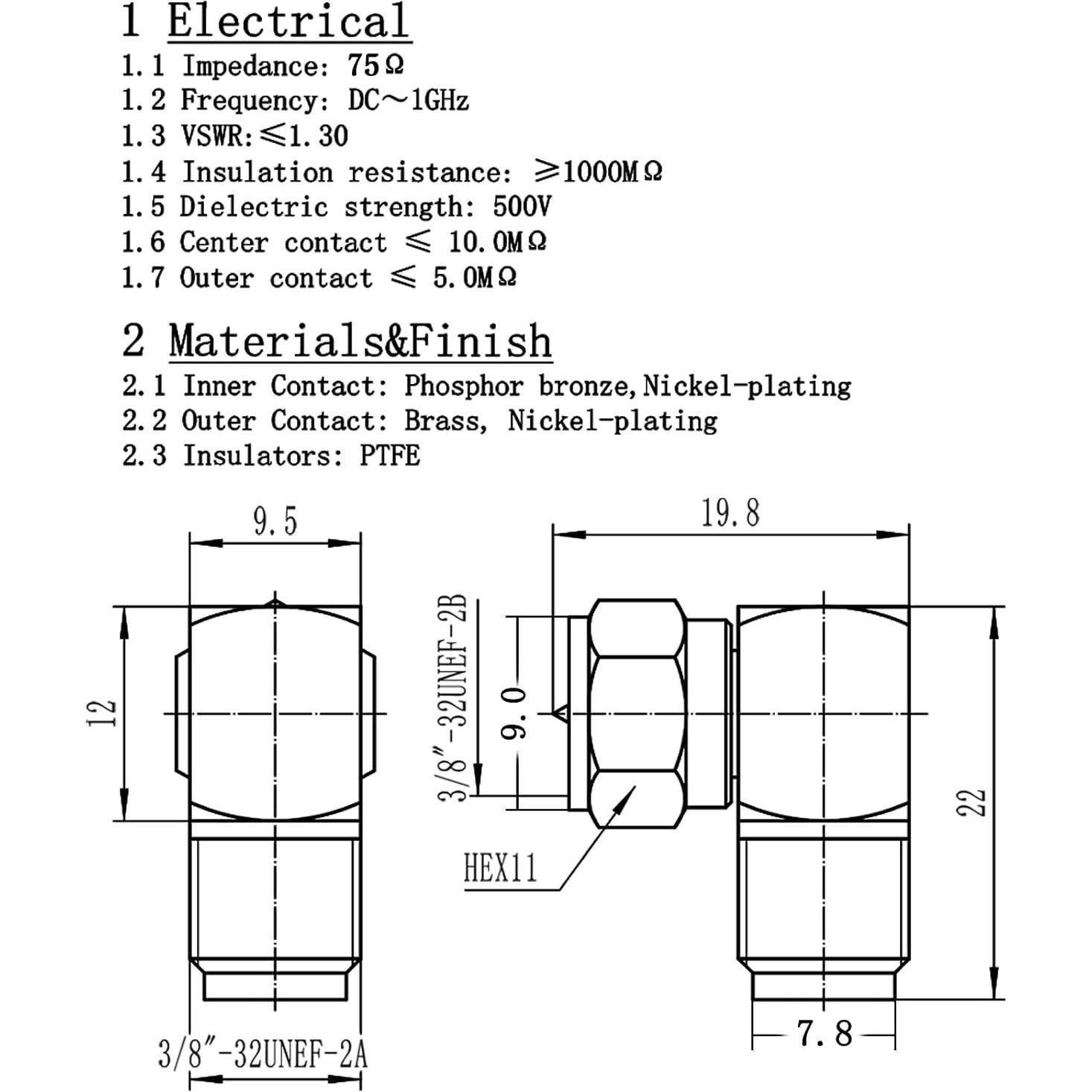 Adaptador Coaxial RG6 Onelinkmore 90° Macho a Hembra - Paquete de 2