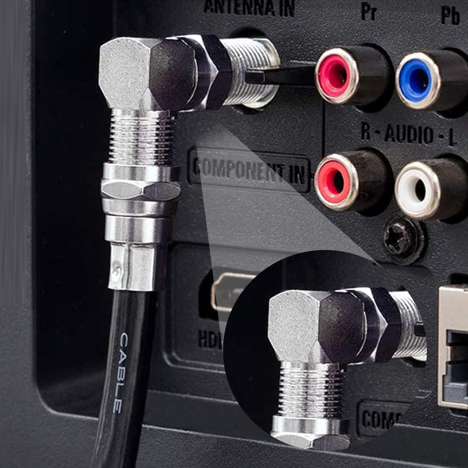 Adaptador Coaxial RG6 Onelinkmore 90° Macho a Hembra - Paquete de 2