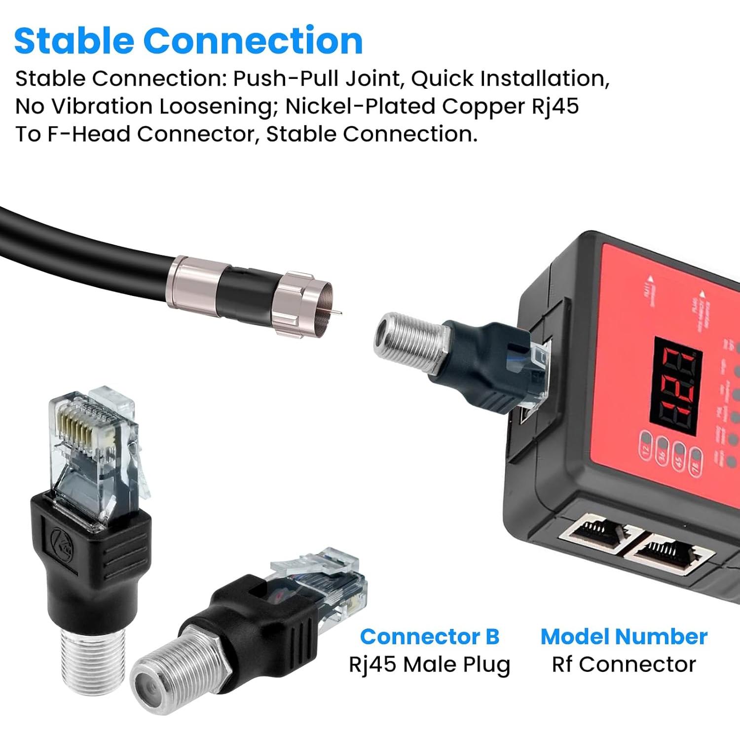 Adaptador Coaxial F hembra a RJ45 macho 2PCS ZDRU