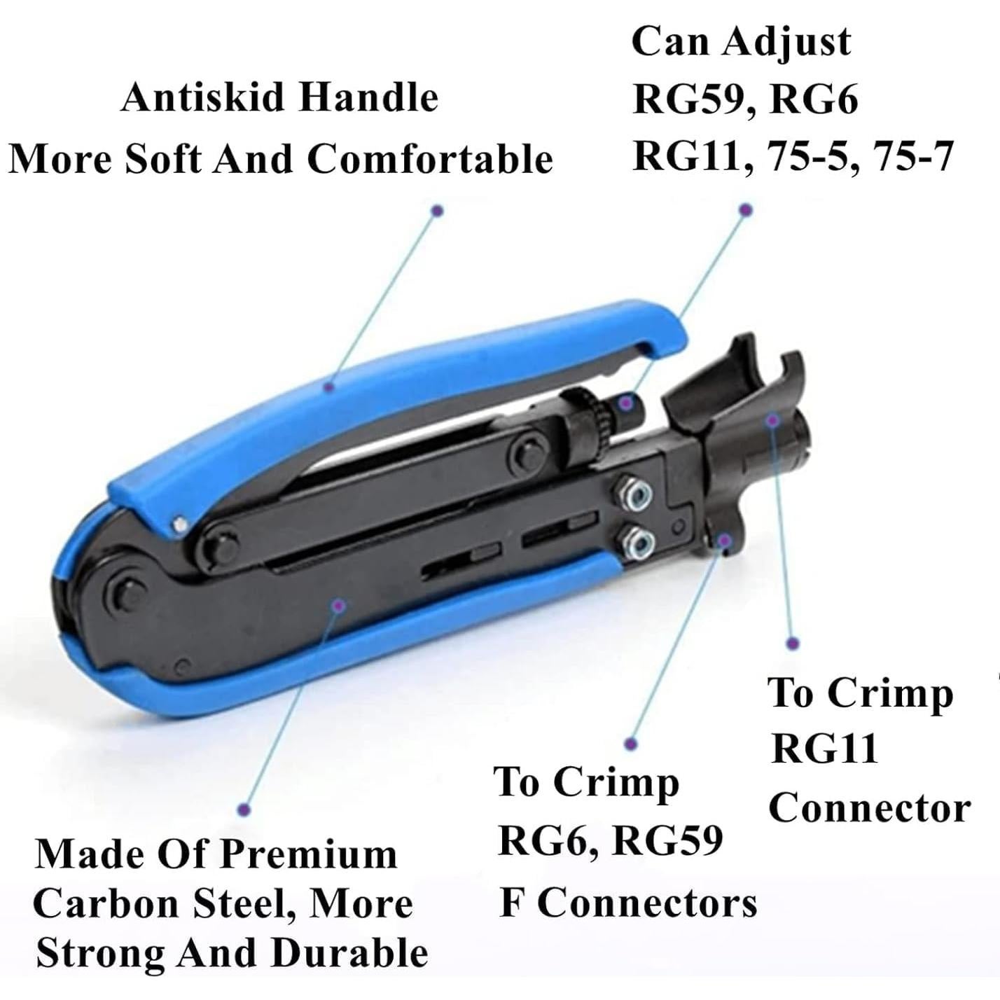Kit de Herramientas de Crimpado Coaxial Gaobige RG6 RG59 RG11