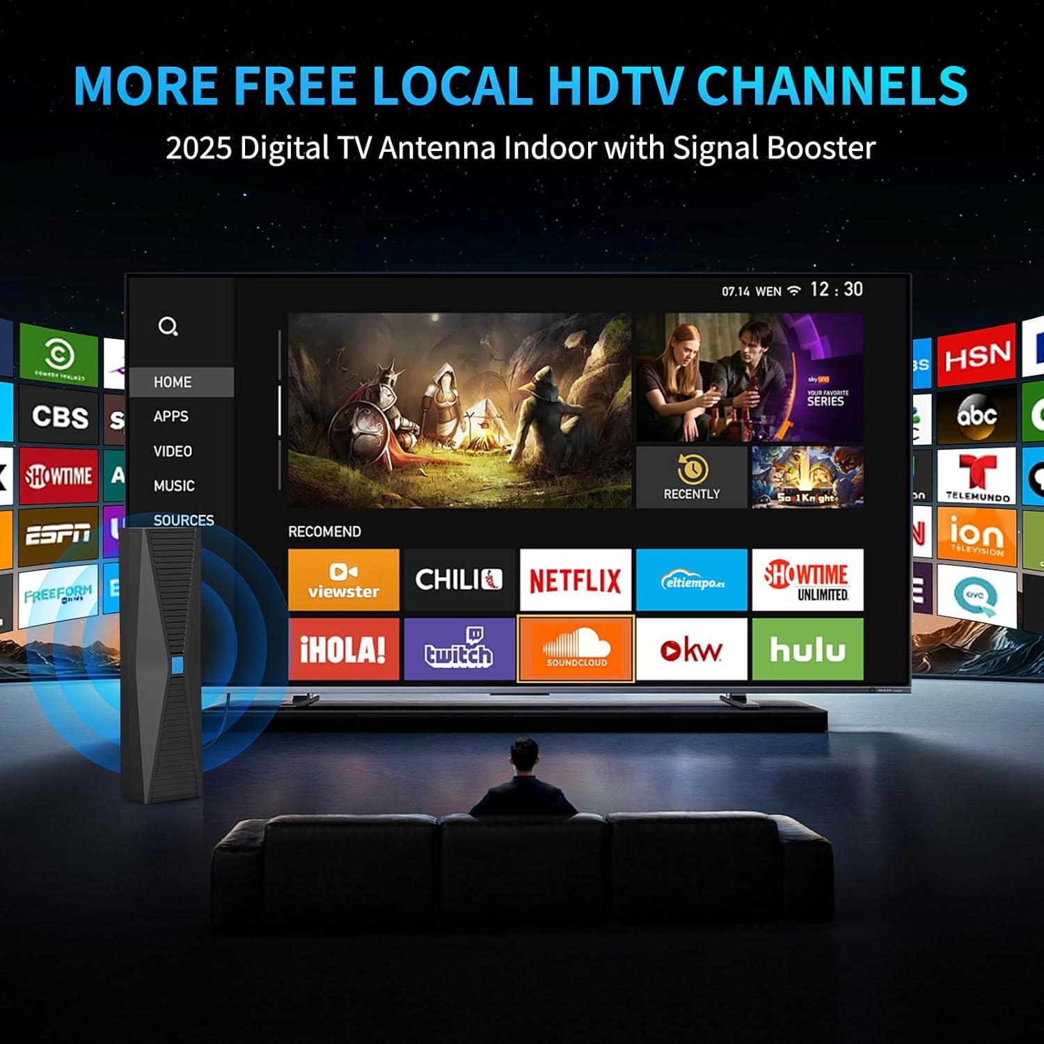 Antena de TV Digital HIDEMI TV-001 1287 km 4K HD Interior