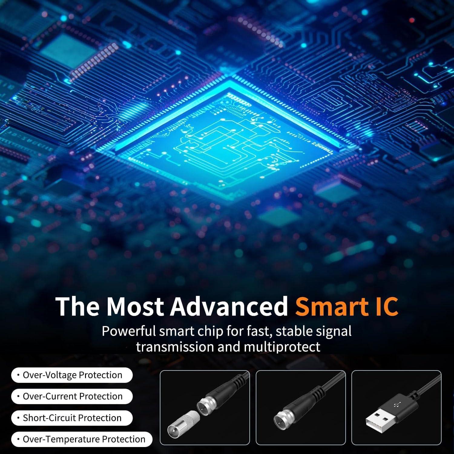 Antena de TV Digital HIDEMI TV-001 1287 km 4K HD Interior