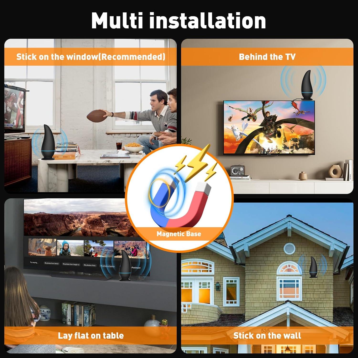 Antena de TV Digital HD KLOMIER 901 km Amplificador 4K