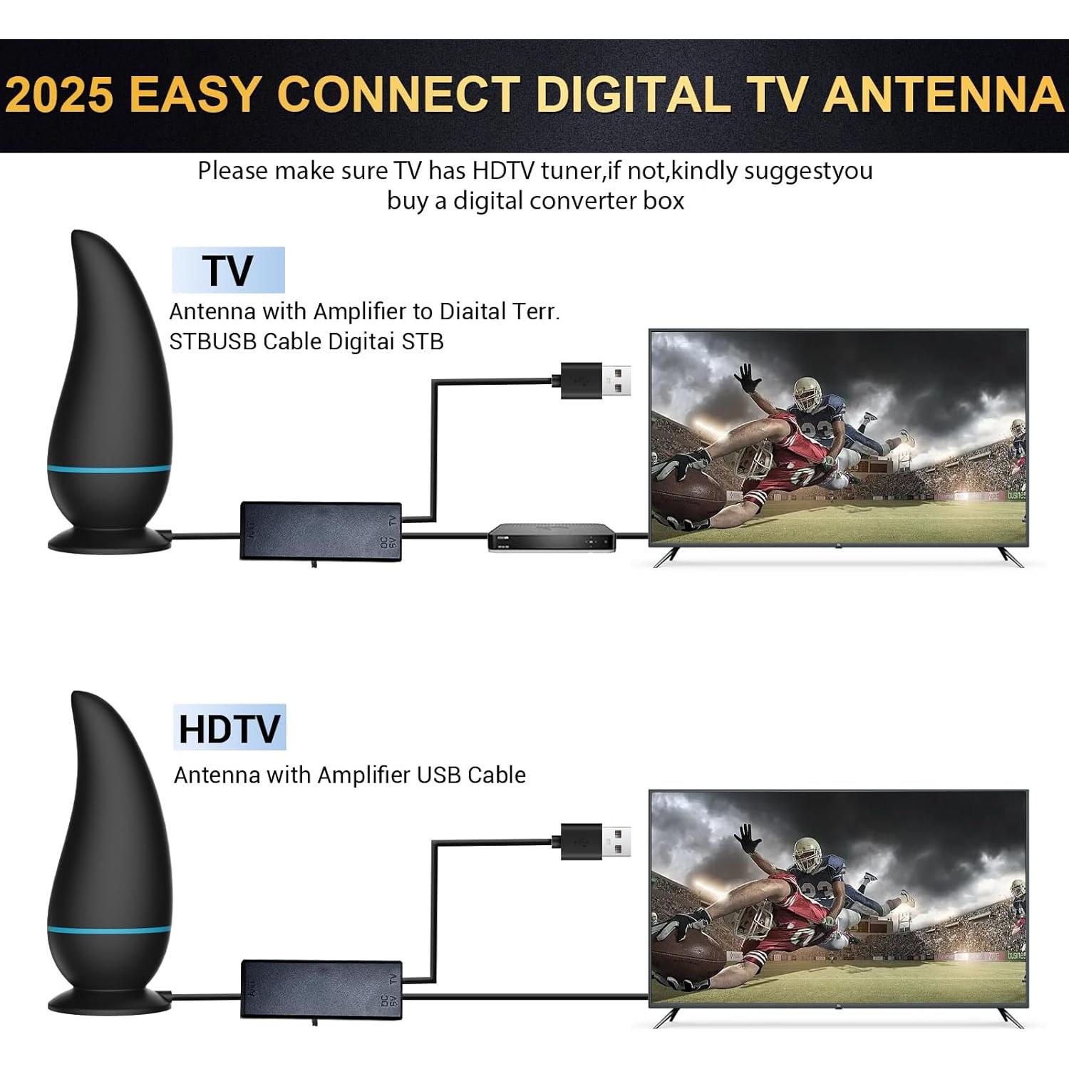 Antena de TV Interior Honiitaa 750+ Millas HD Amplificada