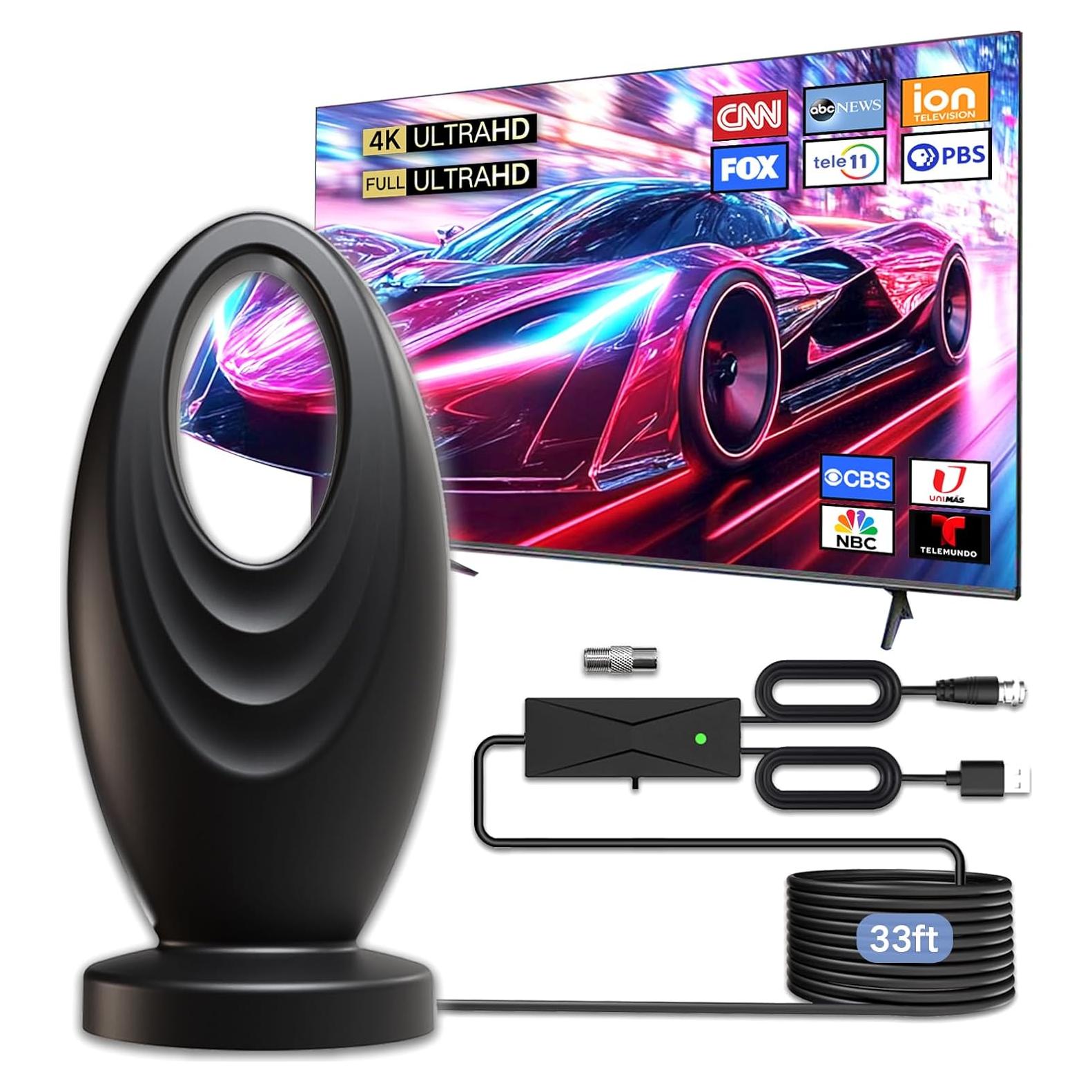 Antena de TV JoyfulPaws JPTV050 HD 4K 2200+ km interior