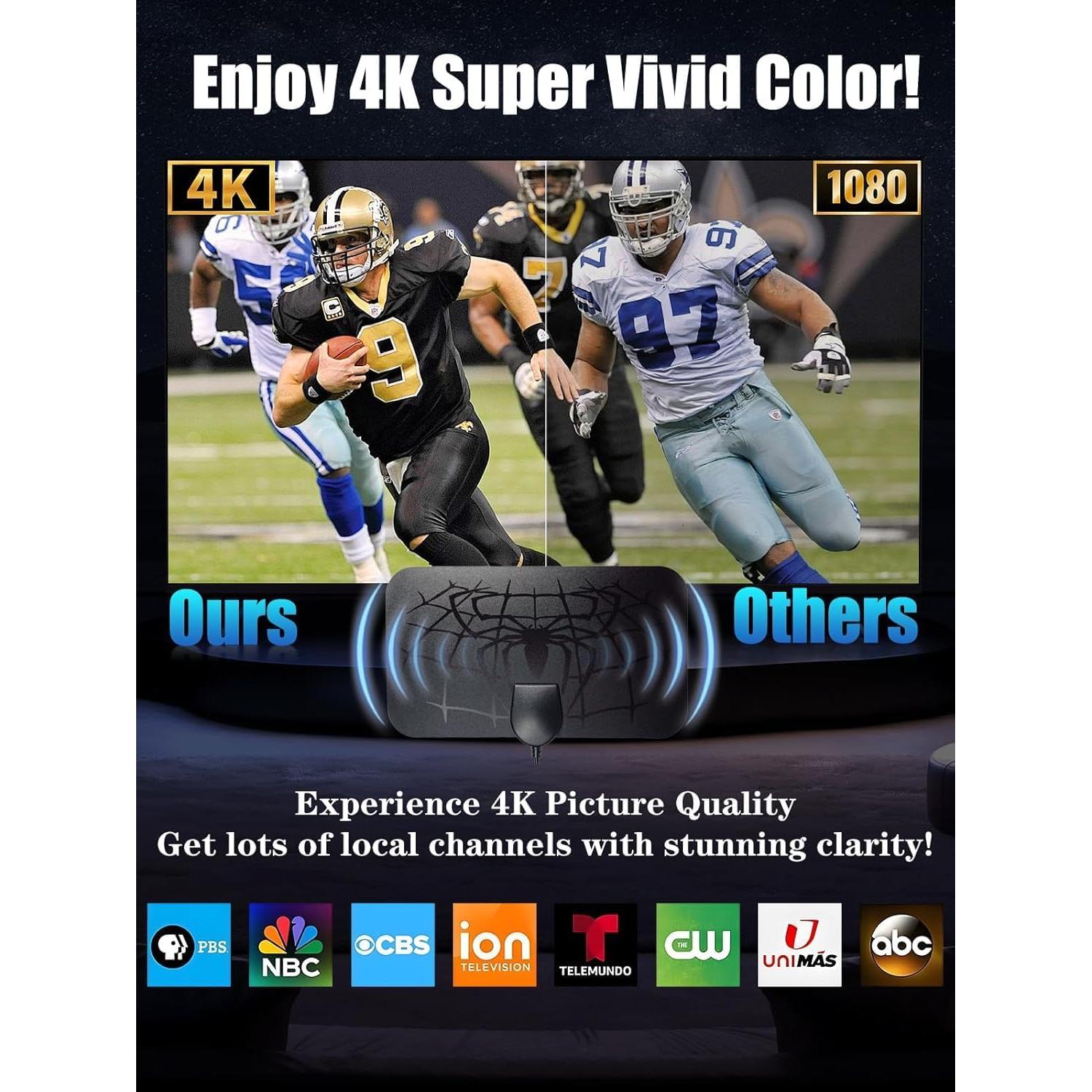 Antena de TV Digital Honiitaa AN-2019 8K 4K 1080P Amplificada