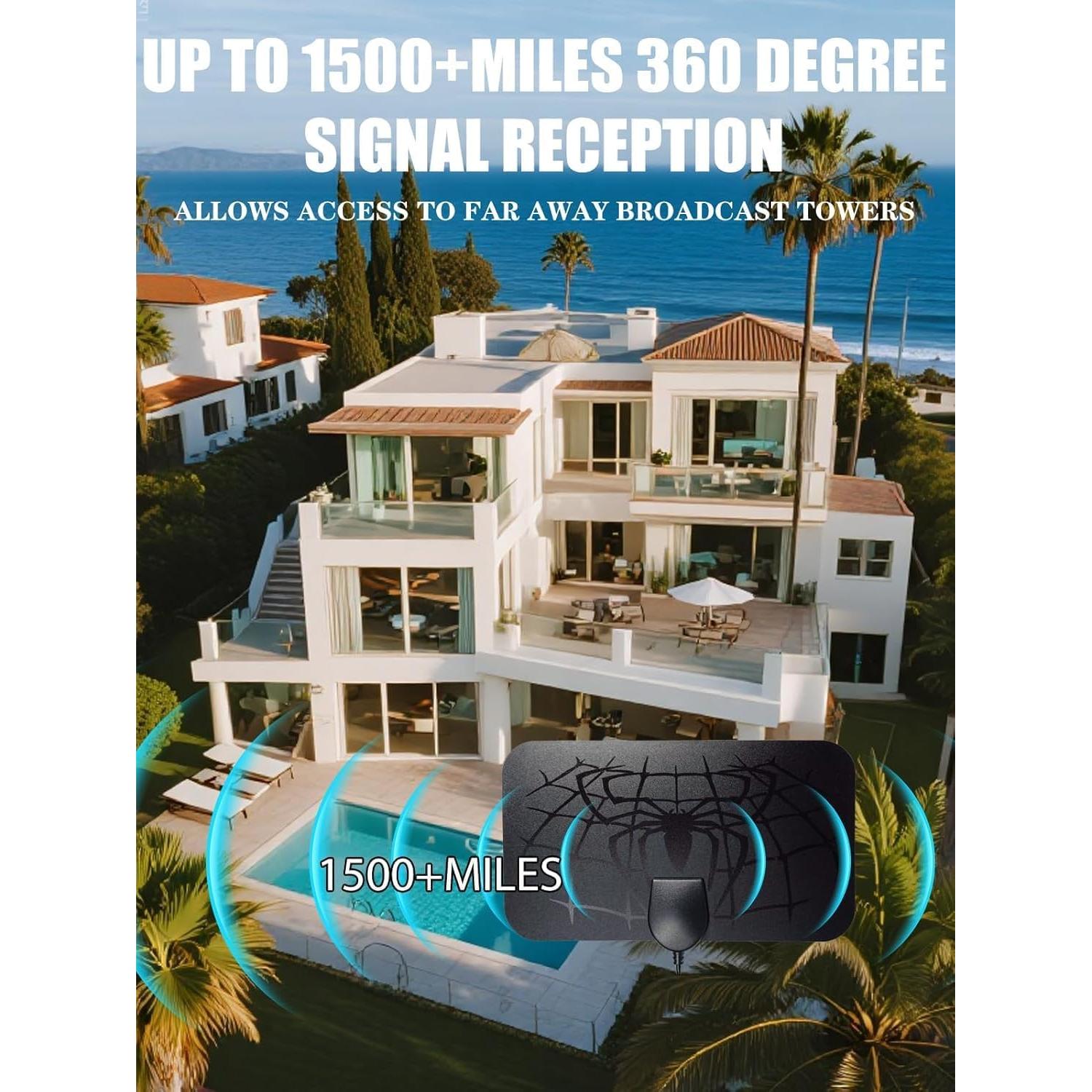 Antena de TV Digital Honiitaa AN-2019 8K 4K 1080P Amplificada