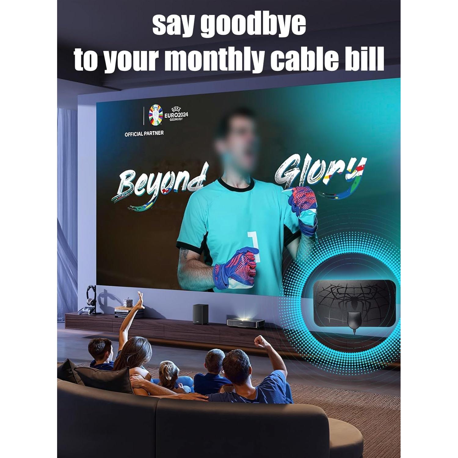 Antena de TV Digital Honiitaa AN-2019 8K 4K 1080P Amplificada