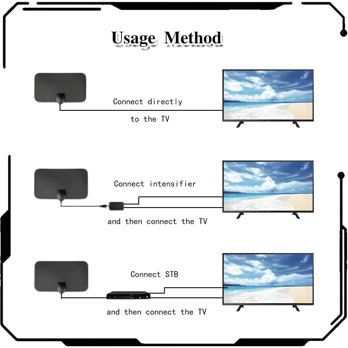 Antena de TV Interior ZBJBinCH 4K HD Amplificada 200 km
