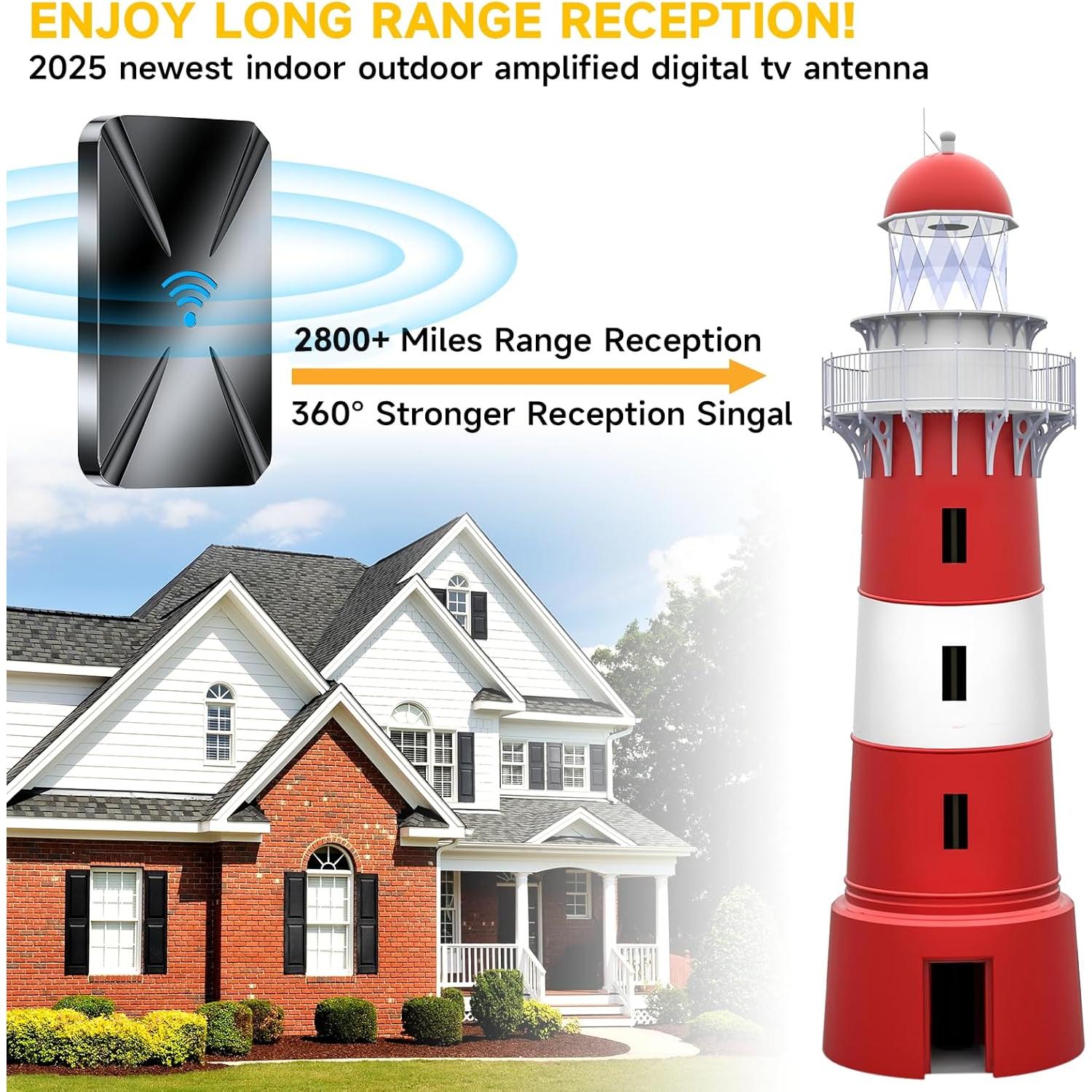 Antena Digital de TV Interior NewFoot HD018 2025 Amplificada 360°