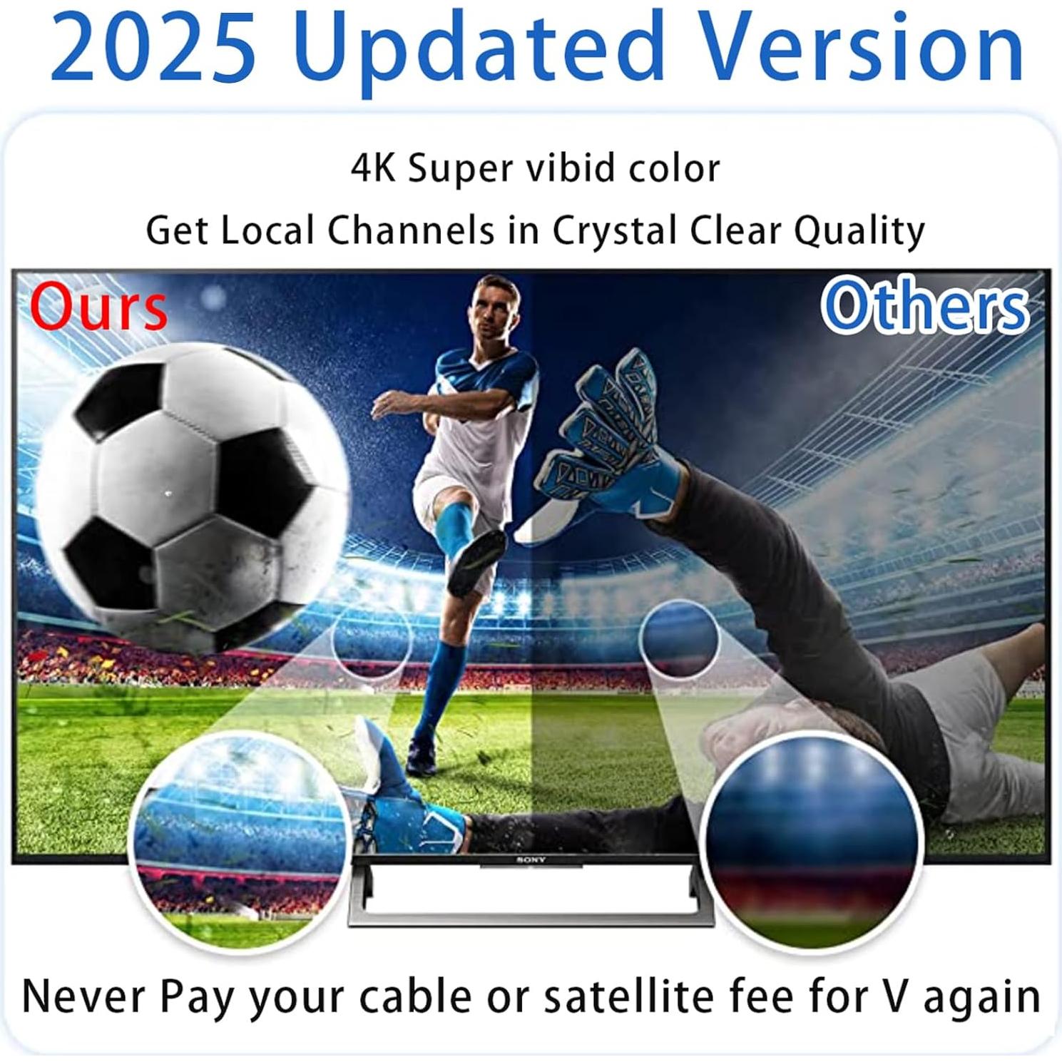 Antena de TV Interior Wavemax 2025 HD 4K con Amplificador