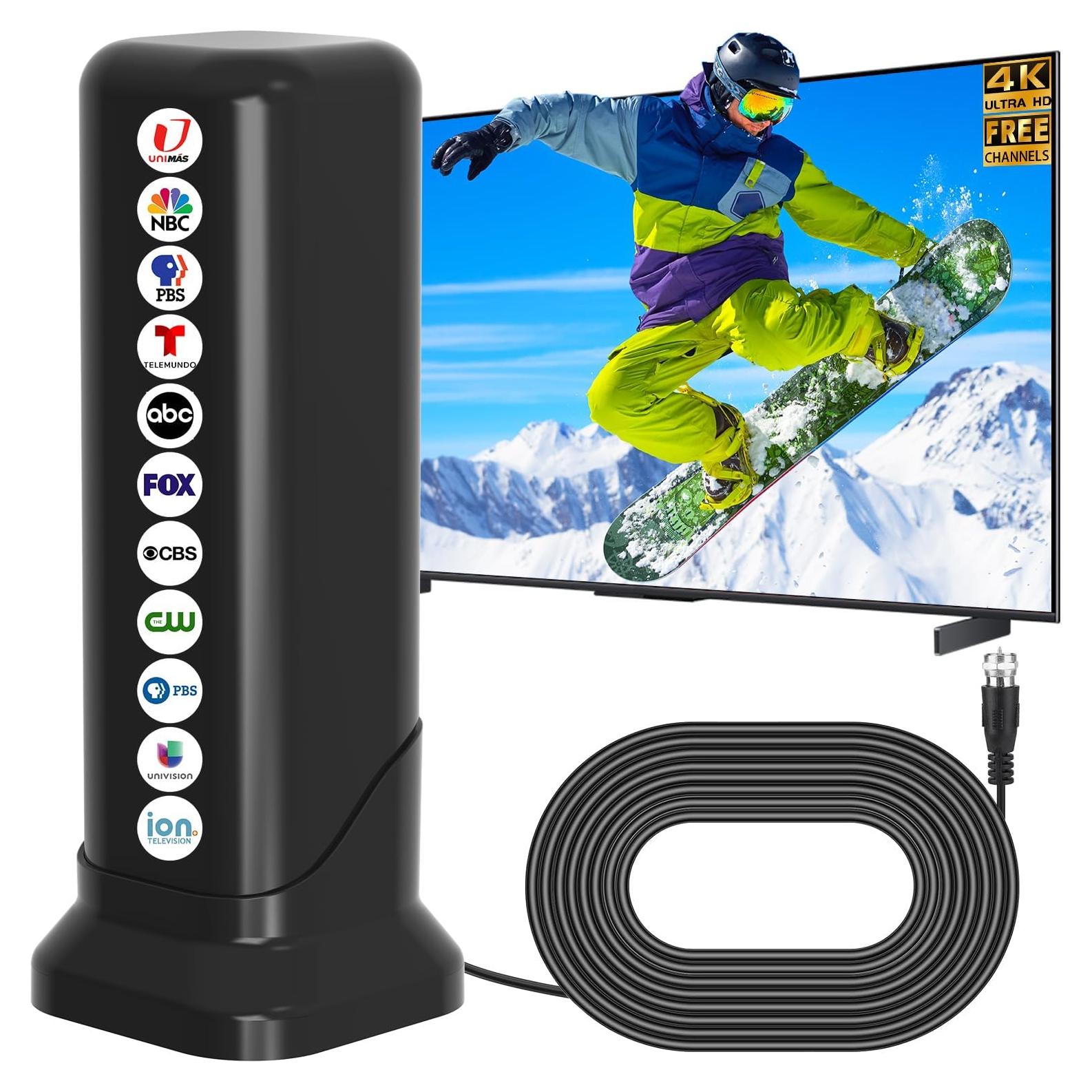 Antena de TV DTVSUBS GT09 Interior HD 4K 360° con Base Magnética