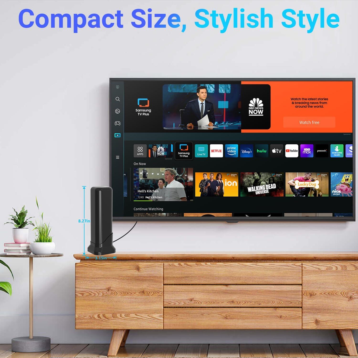 Antena de TV DTVSUBS GT09 Interior HD 4K 360° con Base Magnética