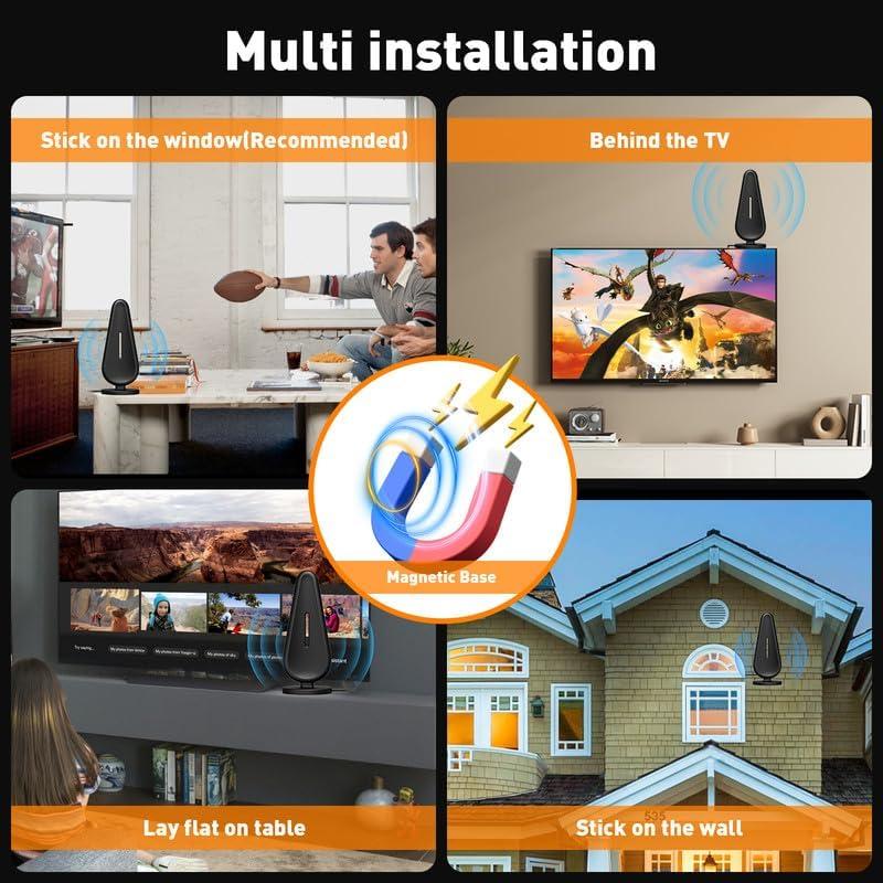 Antena de TV Digital KLOMIER con Amplificador 560 km 4K 1080P