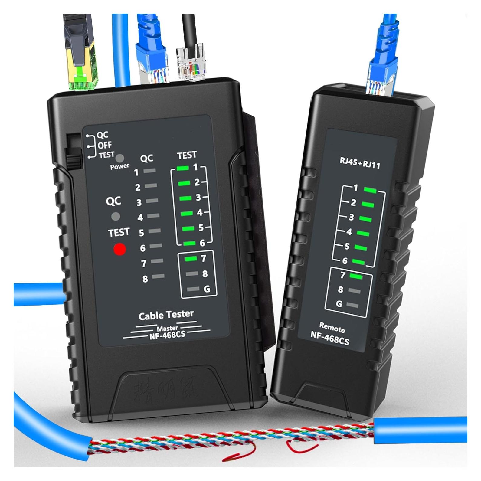 Probador de Cable de Red ZHOUCE NF-468CS - Ethernet, RJ45/RJ11