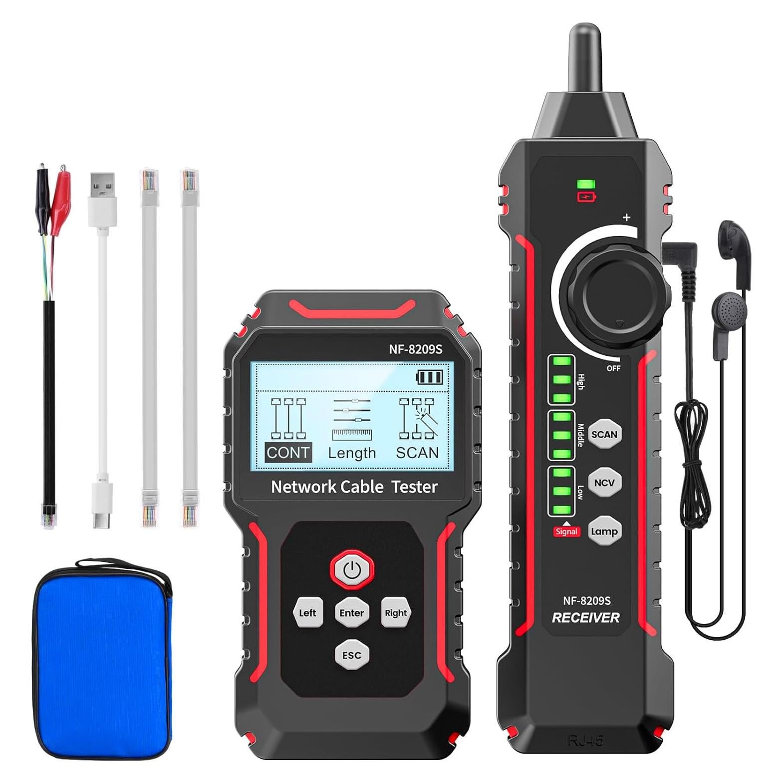 Probador de Cable de Red RJ45 ZHOUCE NF-8209S CAT5 CAT6 CAT7
