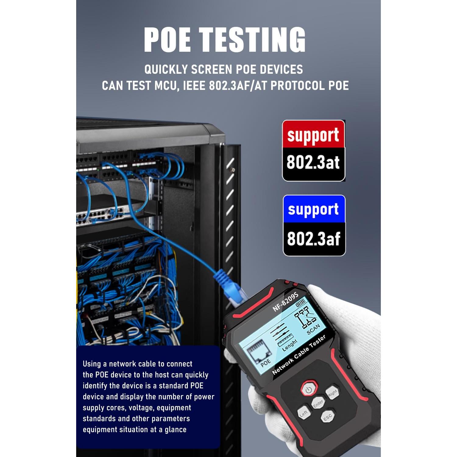 Probador de Cable de Red RJ45 ZHOUCE NF-8209S CAT5 CAT6 CAT7