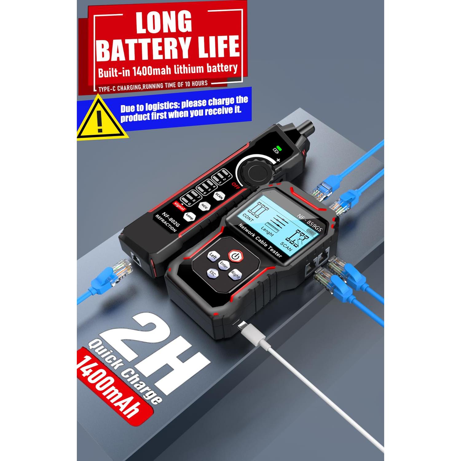 Probador de Cable de Red RJ45 ZHOUCE NF-8209S CAT5 CAT6 CAT7