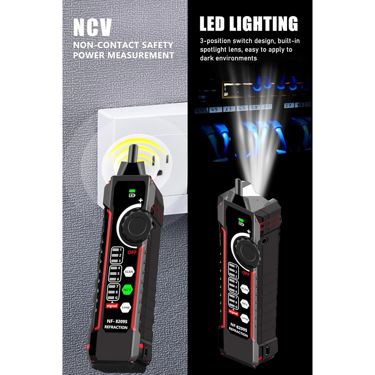 Probador de Cable de Red RJ45 ZHOUCE NF-8209S CAT5 CAT6 CAT7